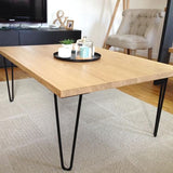 tablero encimera sobre mesa en roble natural alistonado macizo